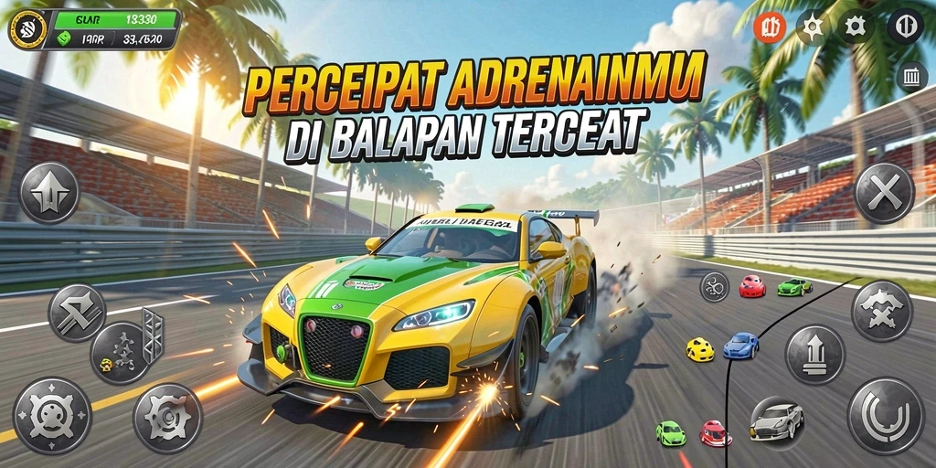 Gameplay Racing 33L yang penuh aksi dan kecepatan.