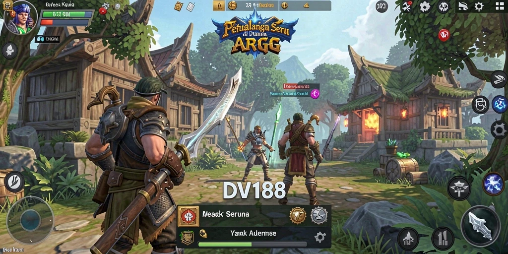 Tangkapan layar gameplay ARPG yang menampilkan pertempuran seru di DV188.