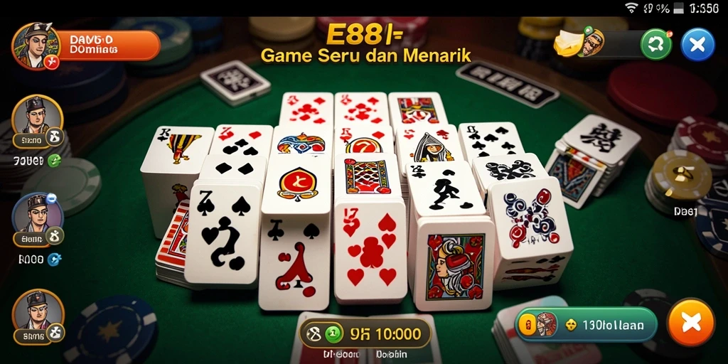 Tampilan gameplay E88 dengan suasana permainan Domino yang seru.