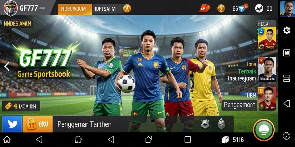 Screenshot gameplay GF777 yang menunjukkan antarmuka Sportsbook yang interaktif.