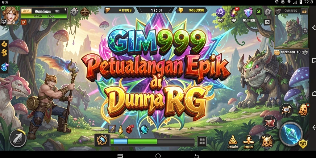 Screenshot gameplay GIM999 yang memperlihatkan aksi pertarungan seru dan karakter unik.