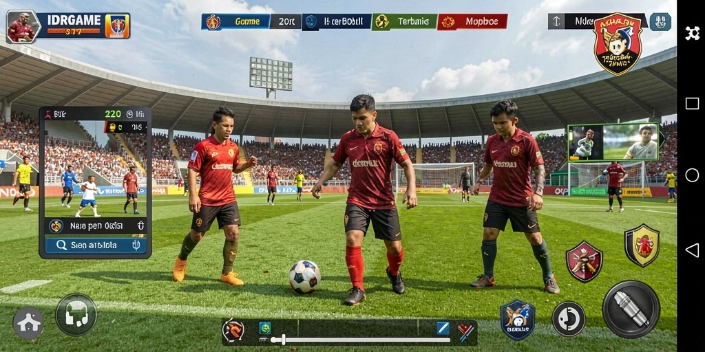 Tampilan gameplay seru di IDRGAME dengan aksi sepak bola yang mendebarkan.
