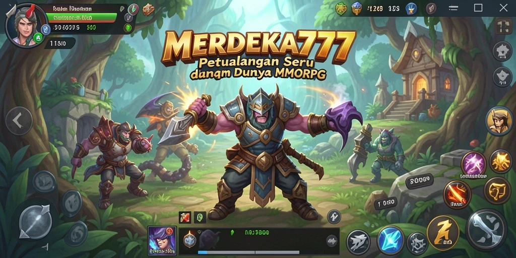 Menampilkan aksi seru dalam permainan MMORPG MERDEKA777.