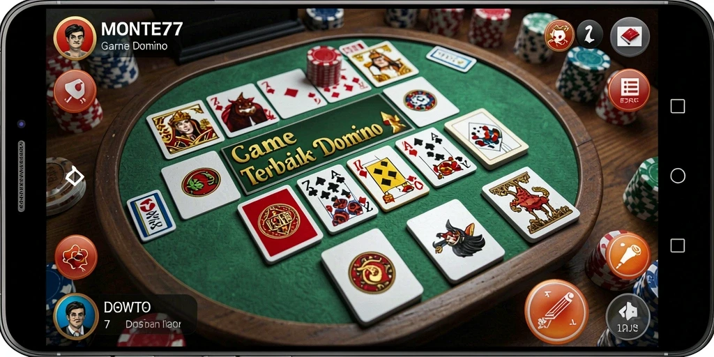 Tampilan screenshots game MONTE77 yang menampilkan gameplay Domino yang seru.