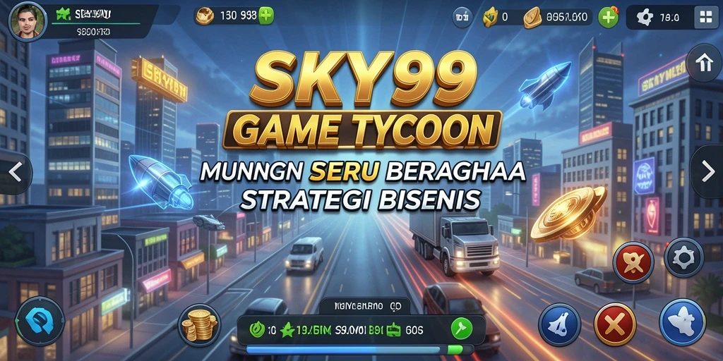 Tampilan gameplay menarik dari SKY99 yang menunjukkan aktivitas pengelolaan bisnis.
